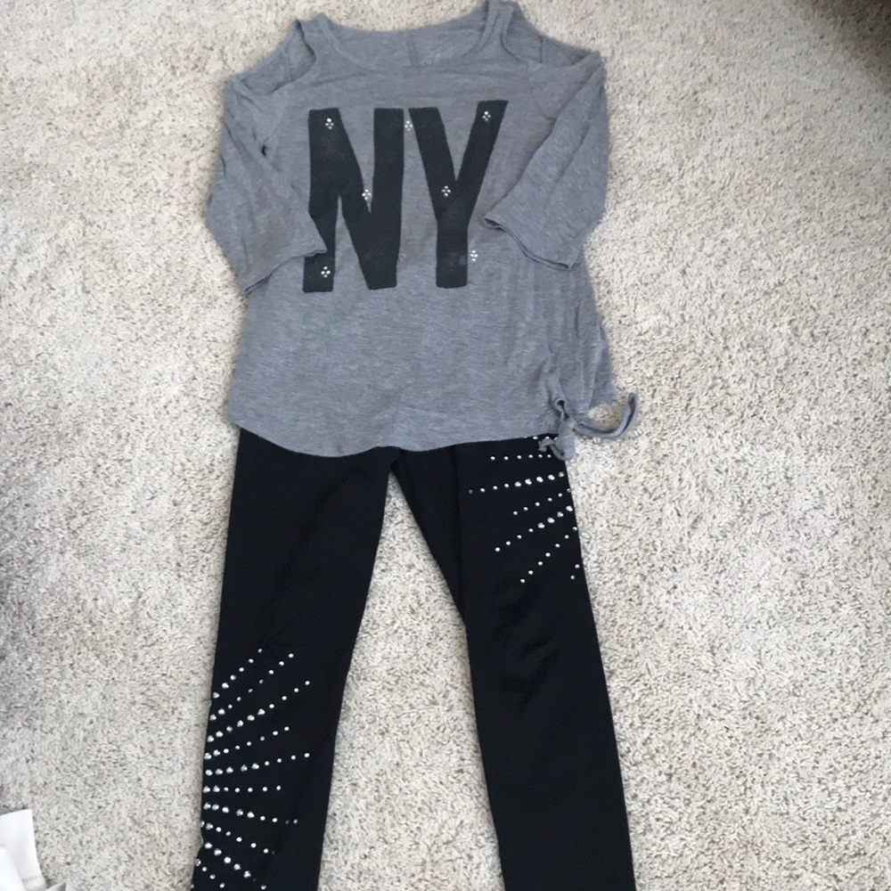 Justice cold shoulder top and leggings